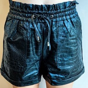 Black Vegan Faux Leather Shorts